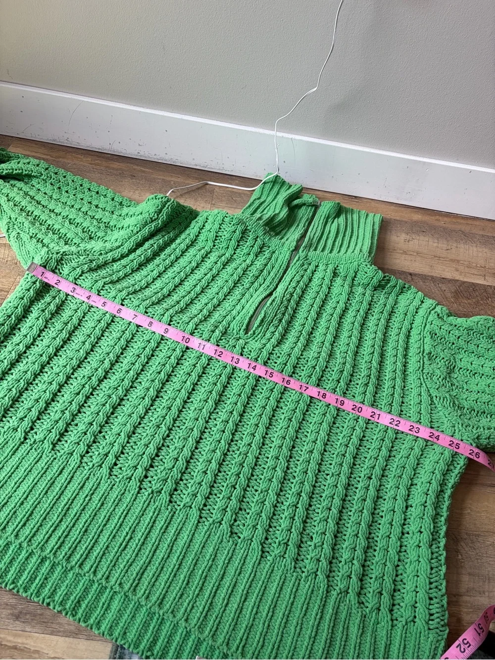Aerie Green Cable Car Quarter Zip Sweater - Picture 9 of 9